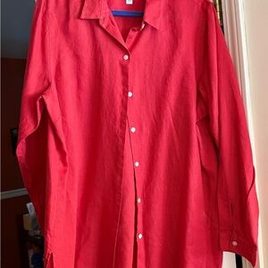 Casual Red Button Down Shirt